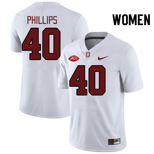 Women #40 Tobin Phillips Stanford Cardinal 2024 ACC Conference College Football Jerseys Stitched-Whi